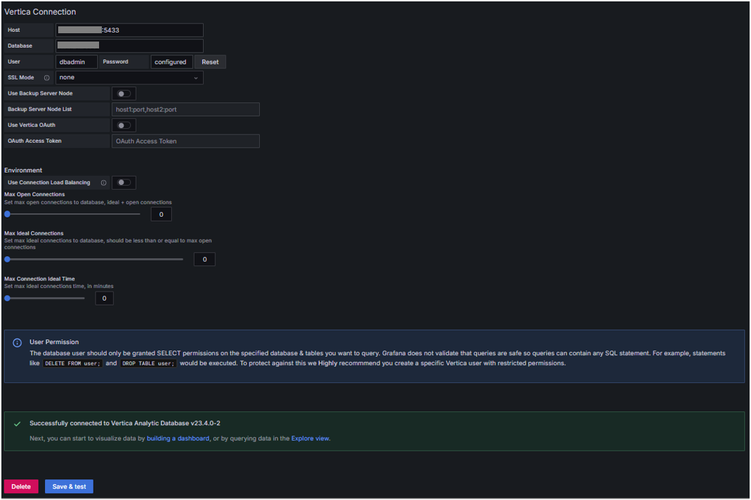 Grafana Datasource Config
